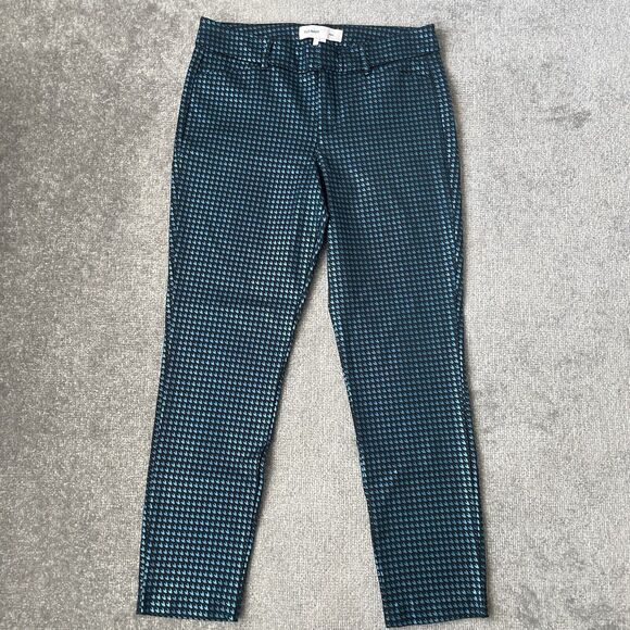 Old Navy Pants - Old Navy Pants Womens 8 Black Metallic Blue Houndstooth Pixie Stretch Shimmer